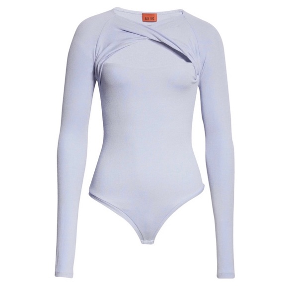 ALIX NYC BLUE RIBBED LONG SLEEVE BODYSUIT - Picture 9 of 9